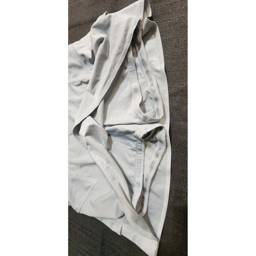 Athleta Girl Super Skort Gray Skirt Shorts Breathable Zip Pocket Logo Sz XL/14‎
